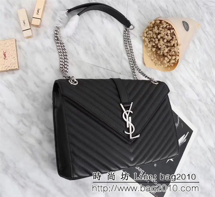 YSL聖羅蘭 經典款 互扣式金屬YSL標誌 原版南非皮肩背包 26588 YAS1020
